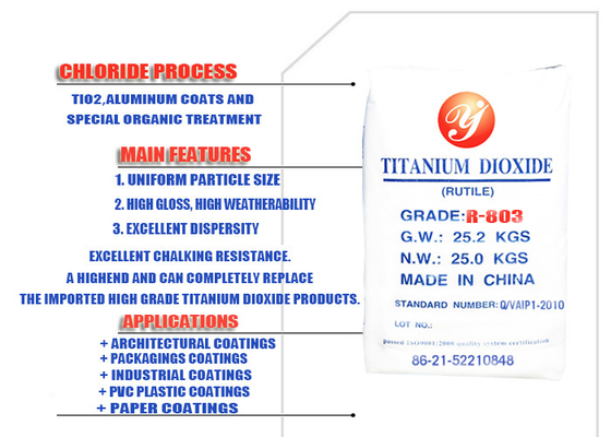 Rutile Tio2 REACH Chloride Process Titanium Dioxide for Automotive Top Coatings